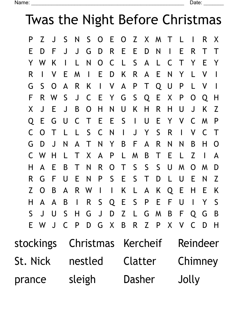 twas the night before christmas word search wordmint inside the night before christmas crossword puzzle Twas The Night Before Christmas Word Search - Wordmint inside The Night Before Christmas Crossword Puzzle