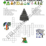 Twelve Days Of Christmas Criss Cross Puzzle   Esl Worksheetannaas Regarding Twelve Days Of Christmas Crossword Answers
