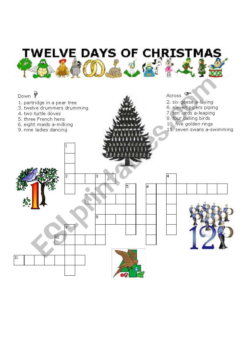 twelve days of christmas criss cross puzzle esl worksheetannaas regarding twelve days of christmas crossword answers Twelve Days Of Christmas Criss Cross Puzzle - Esl Worksheetannaas regarding Twelve Days Of Christmas Crossword Answers