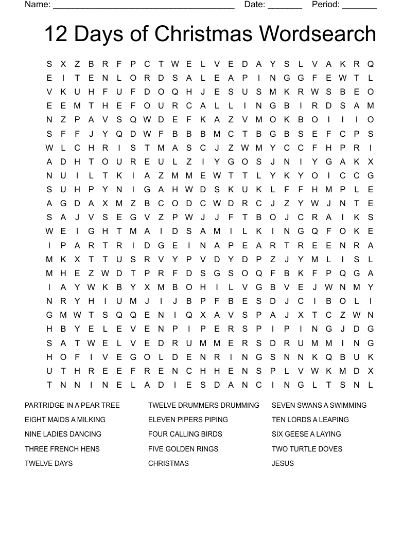 twelve days of christmas crossword wordmint regarding pre christmas period crossword clue Twelve Days Of Christmas Crossword - Wordmint regarding Pre Christmas Period Crossword Clue
