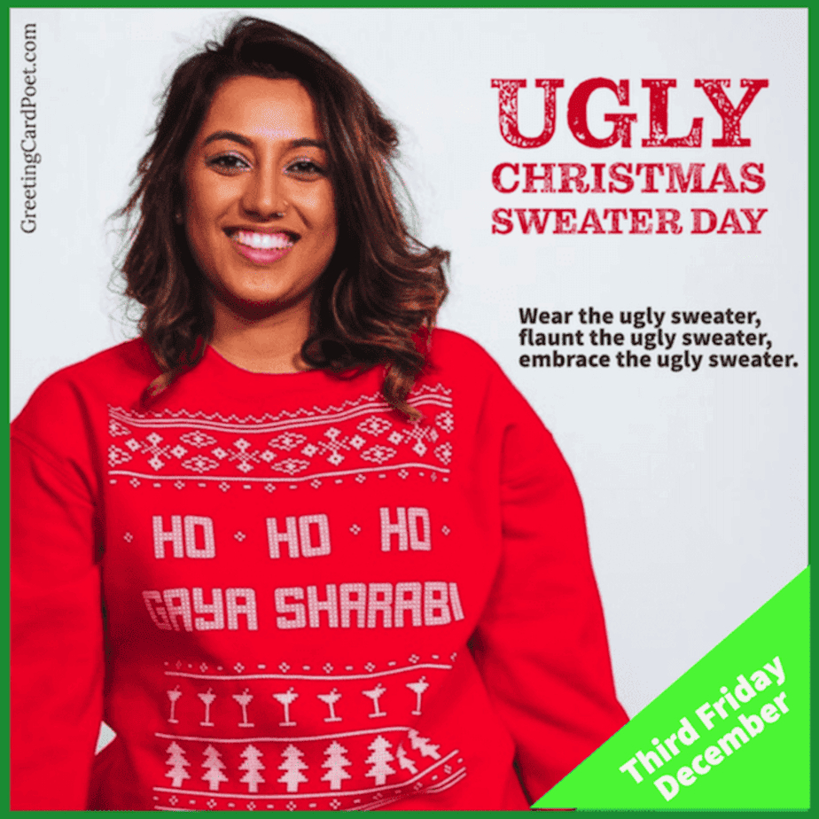 Ugly Christmas Sweater Day Quotes, Jokes, Cations &amp;amp; Faqs with Like Many Christmas Sweaters Crossword Clue