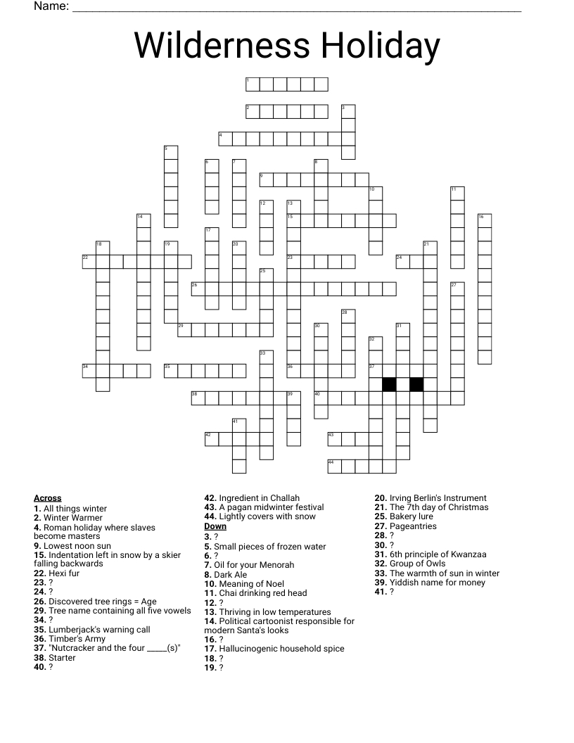 wilderness holiday crossword wordmint with regard to christmas warmer crossword clue Wilderness Holiday Crossword - Wordmint with regard to Christmas Warmer Crossword Clue