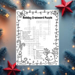 Winter Crossword   Etsy Throughout The Holiday Zone Christmas Crossword