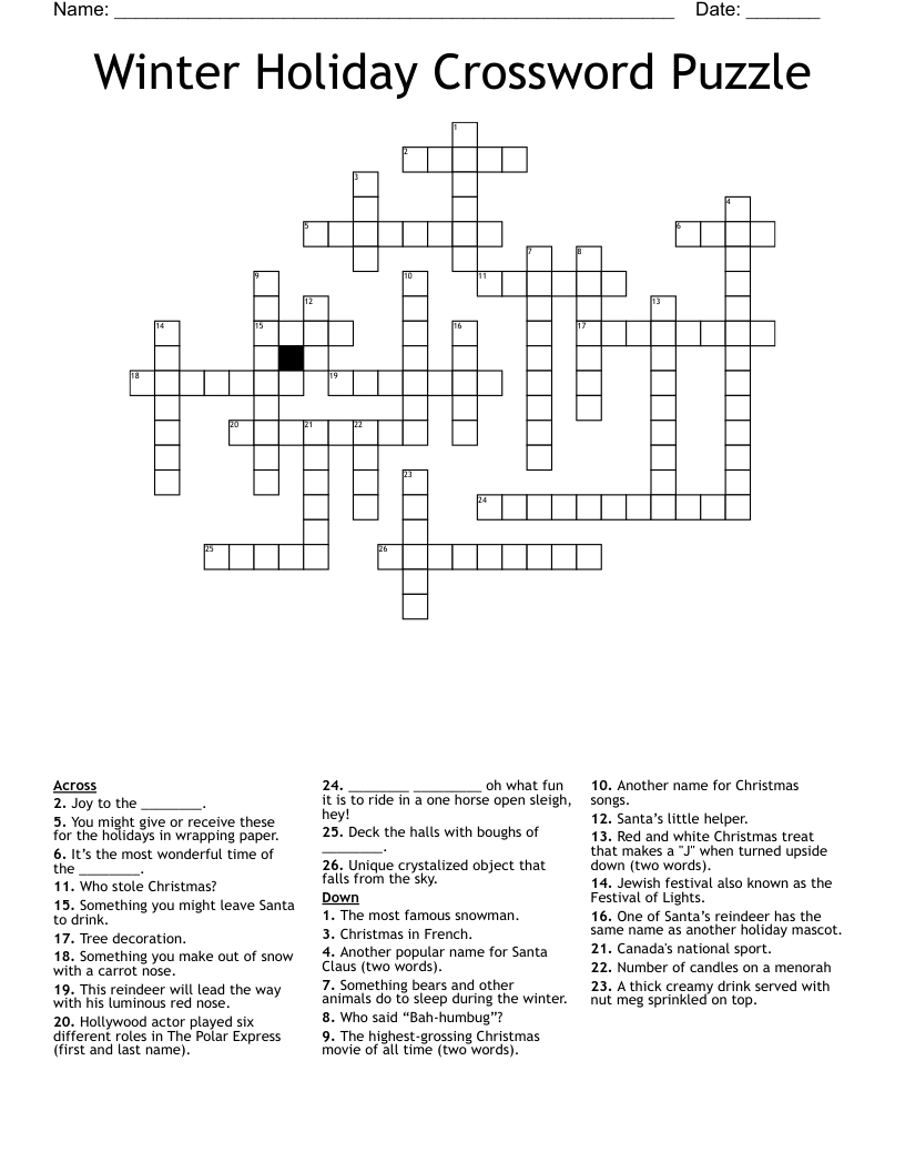 winter holiday crossword puzzle wordmint throughout christmas holiday crossword puzzle Winter Holiday Crossword Puzzle - Wordmint throughout Christmas Holiday Crossword Puzzle