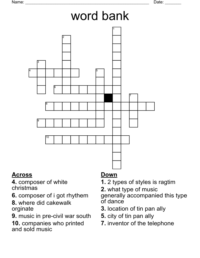 word bank crossword wordmint regarding composer of white christmas crossword clue Word Bank Crossword - Wordmint regarding Composer Of White Christmas Crossword Clue